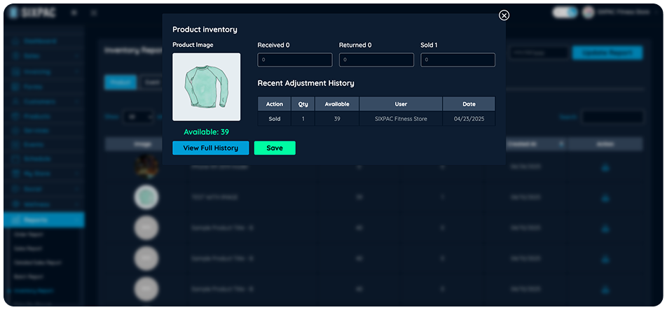 Business dashboard